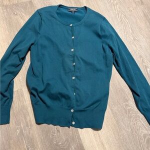 Lands' End Deep Teal Button-Up Cardigan